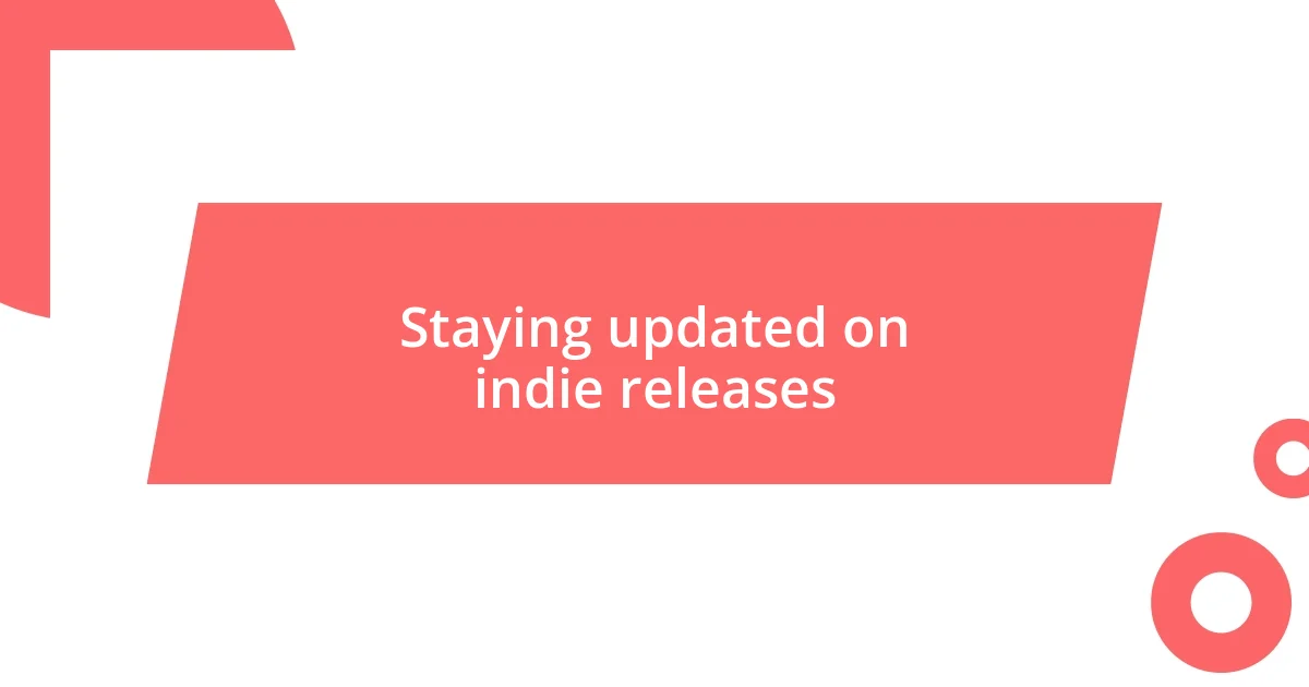 Staying updated on indie releases