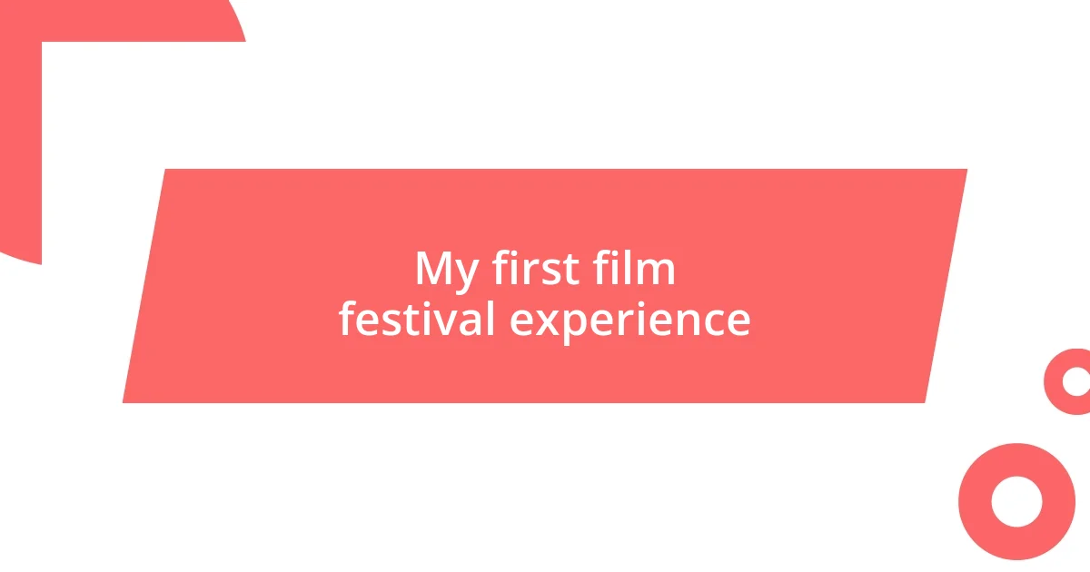 My first film festival experience